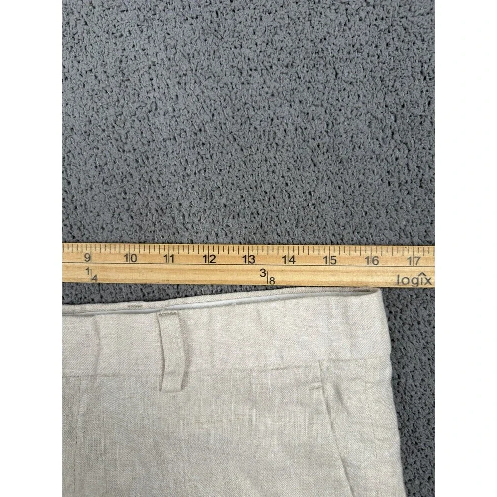 H&M Pants Mens 33x28 Beige 100% Linen Slim Straight Leg Lightweight Dress